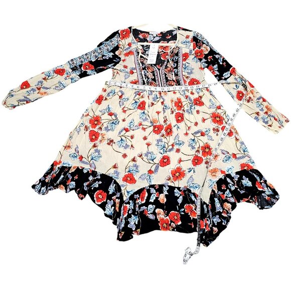 Patrons Of Peace XS Floral Boho Dress DB Black Print Floral Pattern - Picture 4 of 7